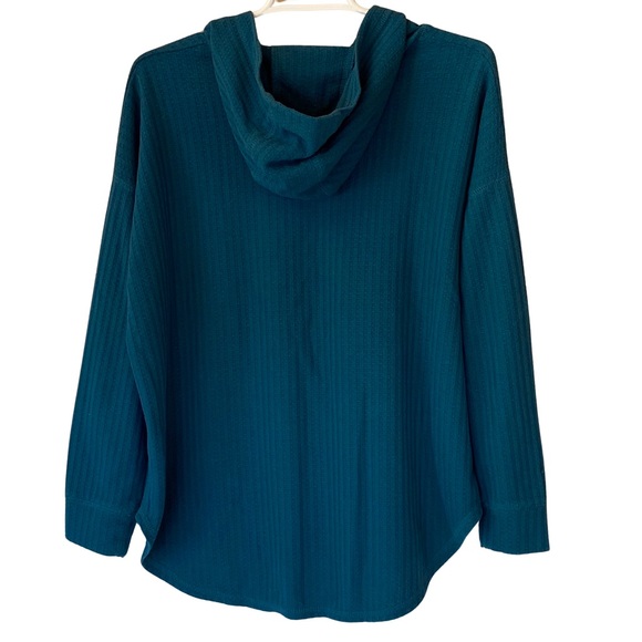 Chaser Teal long sleeve waffle hoodie, Large - Picture 2 of 8